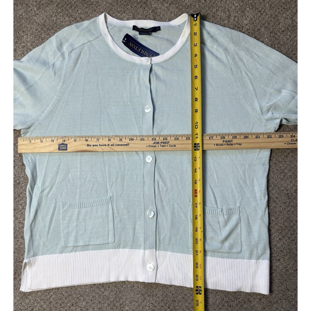 NEW‎ Pendleton Women's XL Cardigan Lightweight Cotton Classic Preppy Light Blue - Picture 9 of 9